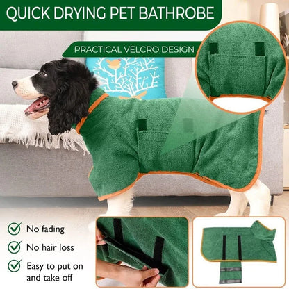 Pet Bathrobe Higly Absorbent Dog Drying Coat Quick Dry Adjustable Towel Cloth For Small Medium Large Pet Dog Cat Bath Robe