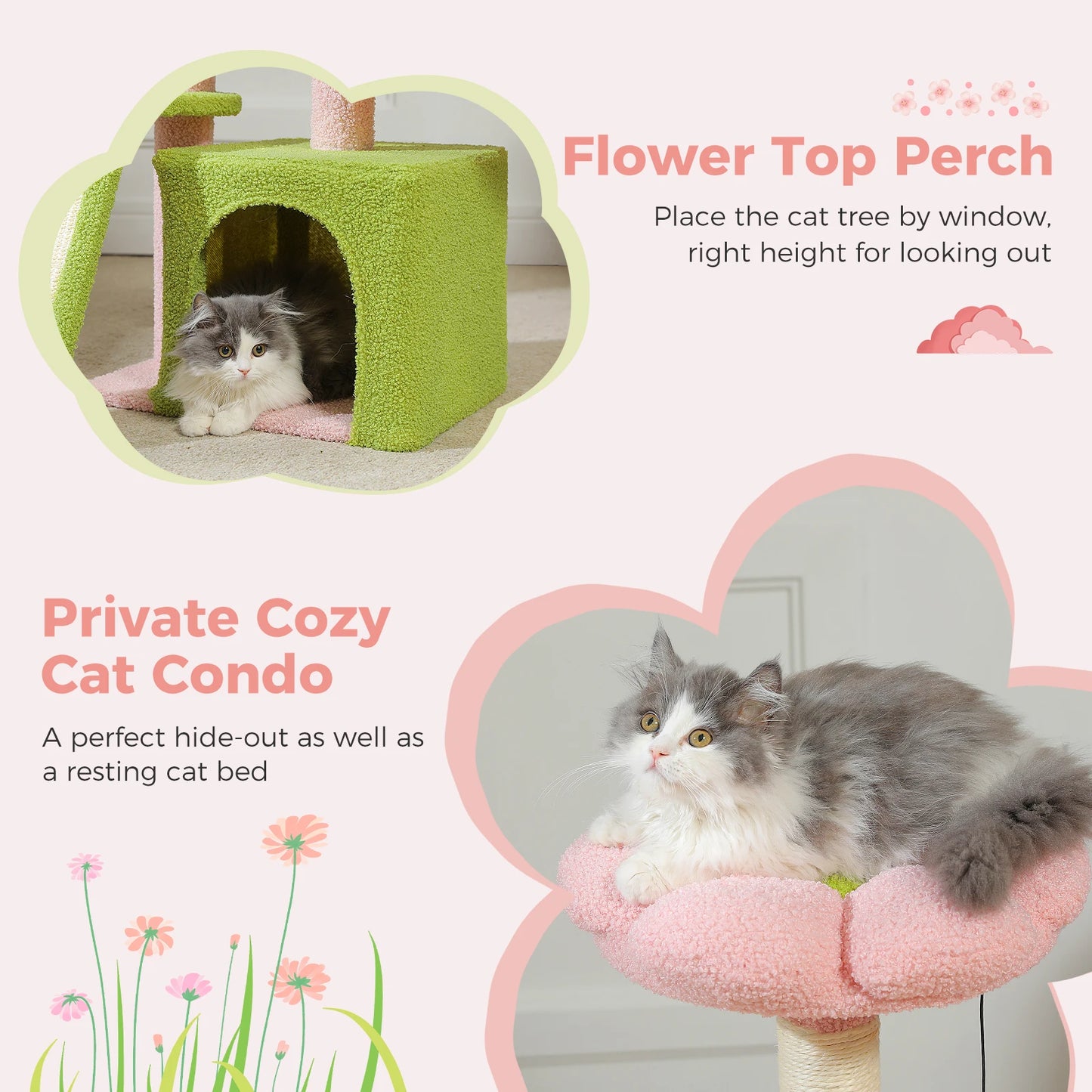 Small Cat Tree Cat Tower with Natural Sisal Scratching Post,Spacious Top Perch,Privite Cat Condo Perfect for Indoor Cats,Cat Toy