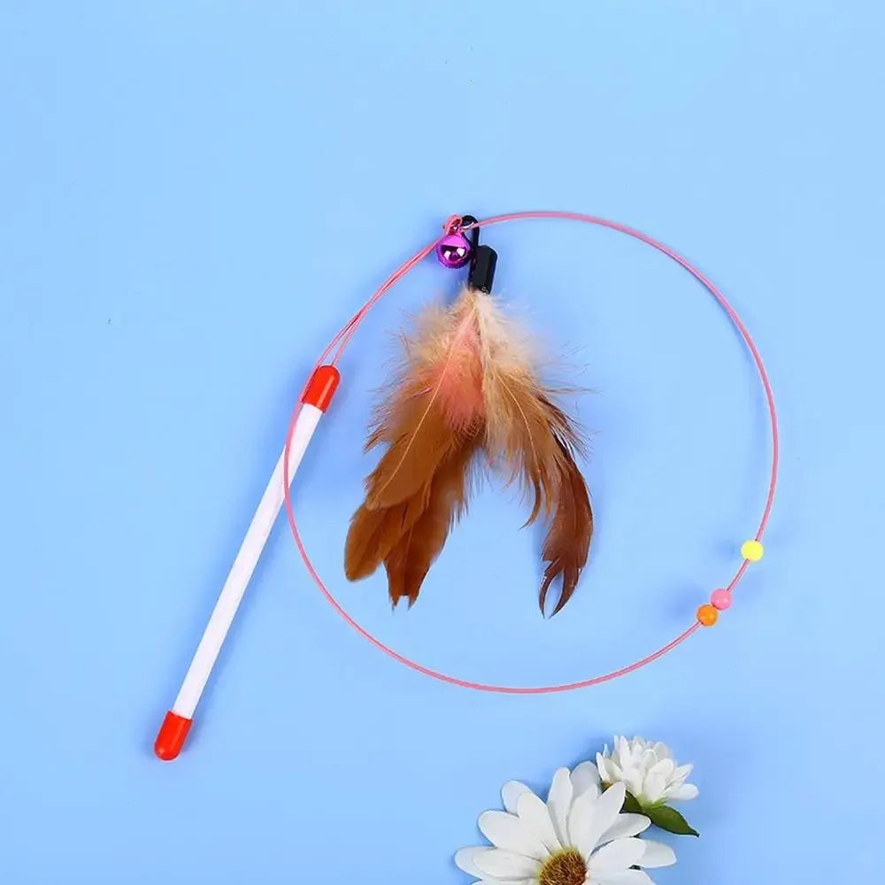 Interactive Cat Toy Funny Simulation Feather Fish with Bell Stick Toys for Kitten Playing Teaser Wand Toy игрушки для кошек