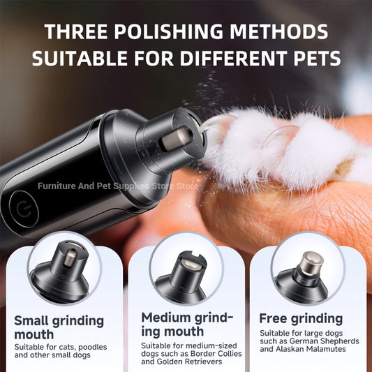 Electric dog nail grinder dog nail trimmer pet nail trimmer cat nail grinder with polishing wheel suitable for small/large pets