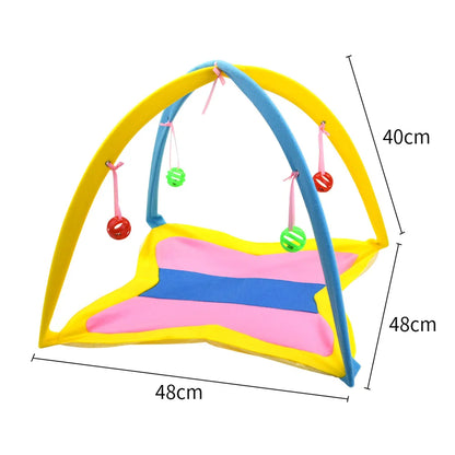 Cat Teasing Tent Bell Ball Foldable Cat Bed Playful Tent Cute Cat Pet Toy Indoor Cat Tent with Hanging Toy Portable Breathable
