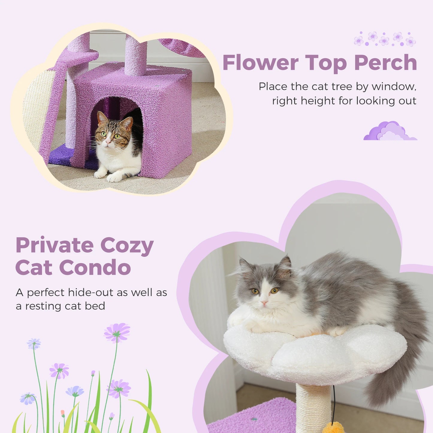 Small Cat Tree Cat Tower with Natural Sisal Scratching Post,Spacious Top Perch,Privite Cat Condo Perfect for Indoor Cats,Cat Toy