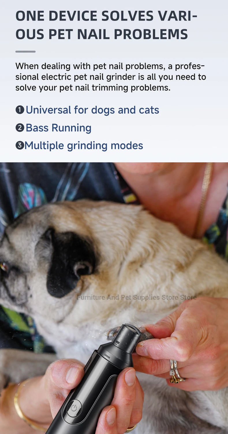 Electric dog nail grinder dog nail trimmer pet nail trimmer cat nail grinder with polishing wheel suitable for small/large pets