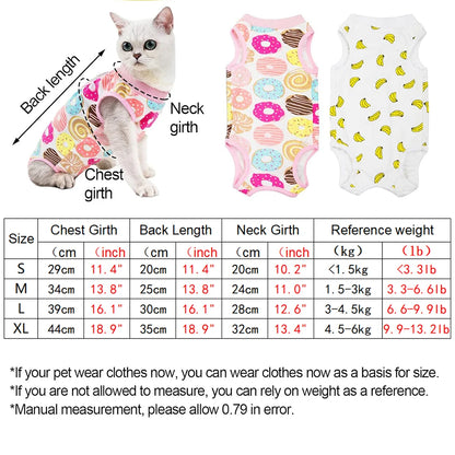 Pet Cat Weaning Cotton Clothes for Small Dog Sterilization Jumpsuit Anti-licking Surgery Recovery Care Suit Puppy Kitten Outfits