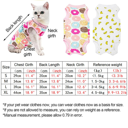 Pet Cat Weaning Cotton Clothes for Small Dog Sterilization Jumpsuit Anti-licking Surgery Recovery Care Suit Puppy Kitten Outfits