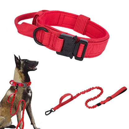 Military Tactical Dog Collar Leash Set Durable Pet Collar Retractable Leash Medium Large Dog German Shepherd Training Accessorie