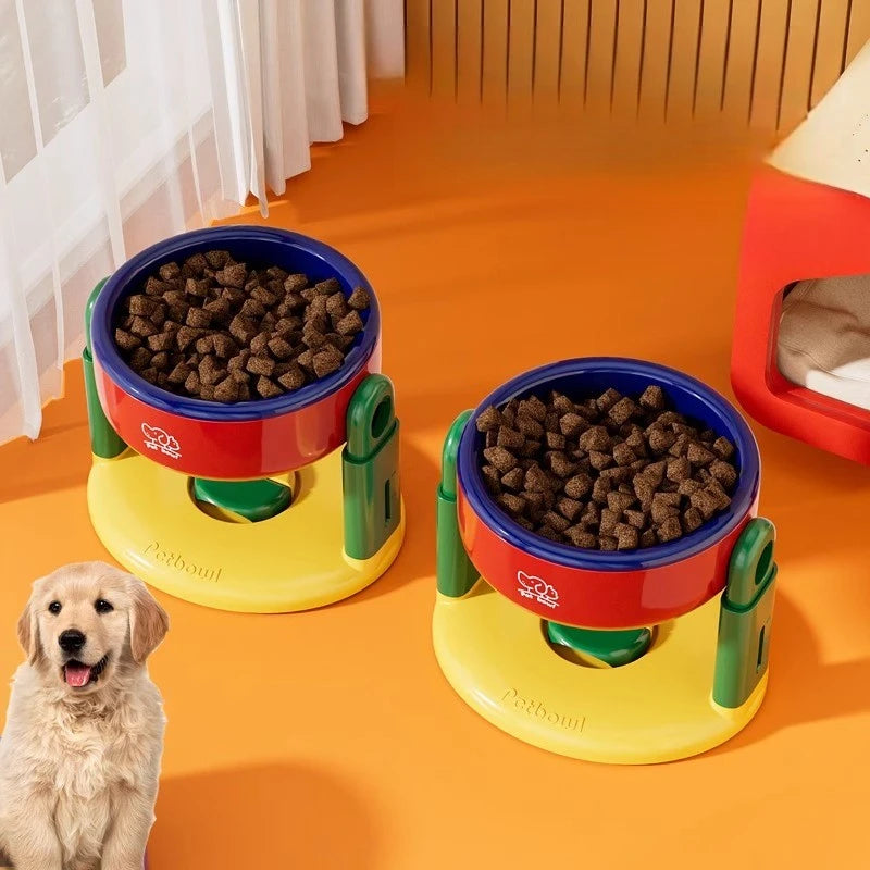 Pet Dog Bowl Lifted Lowered Neck Protection for Cats Dogs Water Bowl Oblique Suction Cup Pet Feeding Tool Dopamine Pet Products