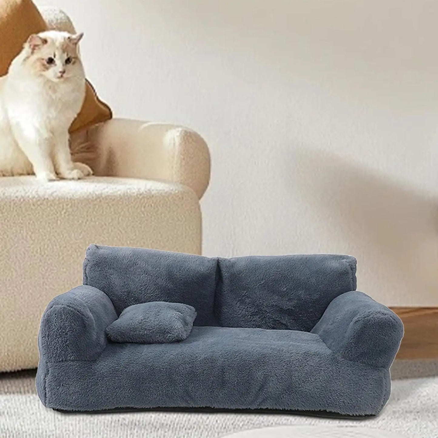 Pet Sofa Soft Plush Anti Slip Bottom Warm Pet Supplies Rectangle Versatile Wear Resistant with Removable Cover for Dog Cat Pet