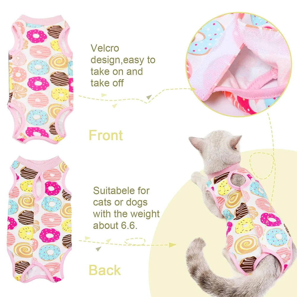 Pet Cat Weaning Cotton Clothes for Small Dog Sterilization Jumpsuit Anti-licking Surgery Recovery Care Suit Puppy Kitten Outfits