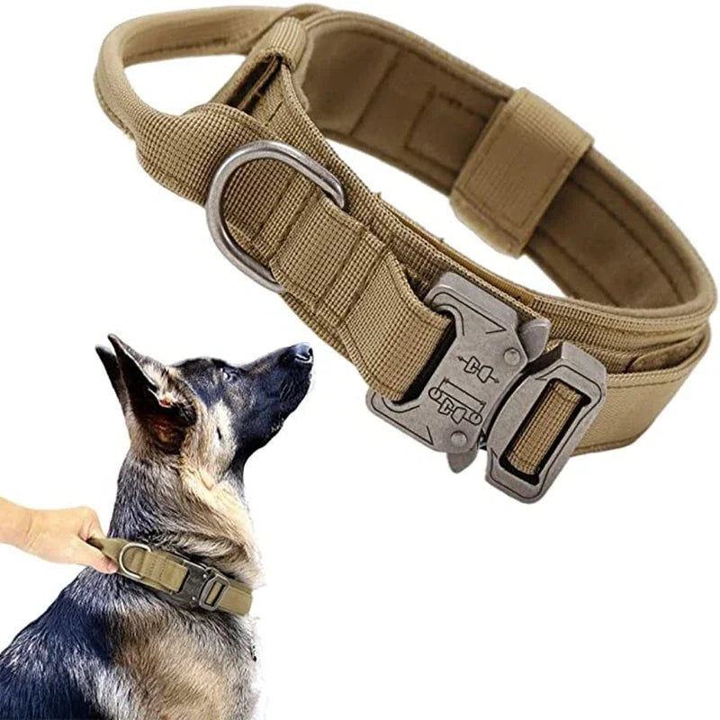 Military Tactical Dog Collar Leash Set Durable Pet Collar Retractable Leash Medium Large Dog German Shepherd Training Accessorie