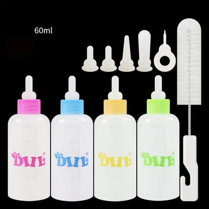 Pet Puppy 1 Set Feeder Pet Kitten Feeding Bottle Dog Nursing Bottle Pet Supplies with Cleaning Brush Kit Nipple