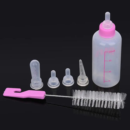 Pet Puppy 1 Set Feeder Pet Kitten Feeding Bottle Dog Nursing Bottle Pet Supplies with Cleaning Brush Kit Nipple