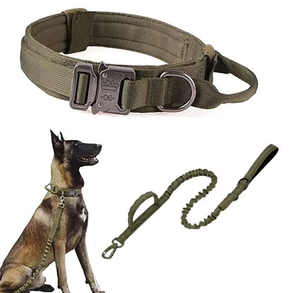 Military Tactical Dog Collar Leash Set Durable Pet Collar Retractable Leash Medium Large Dog German Shepherd Training Accessorie