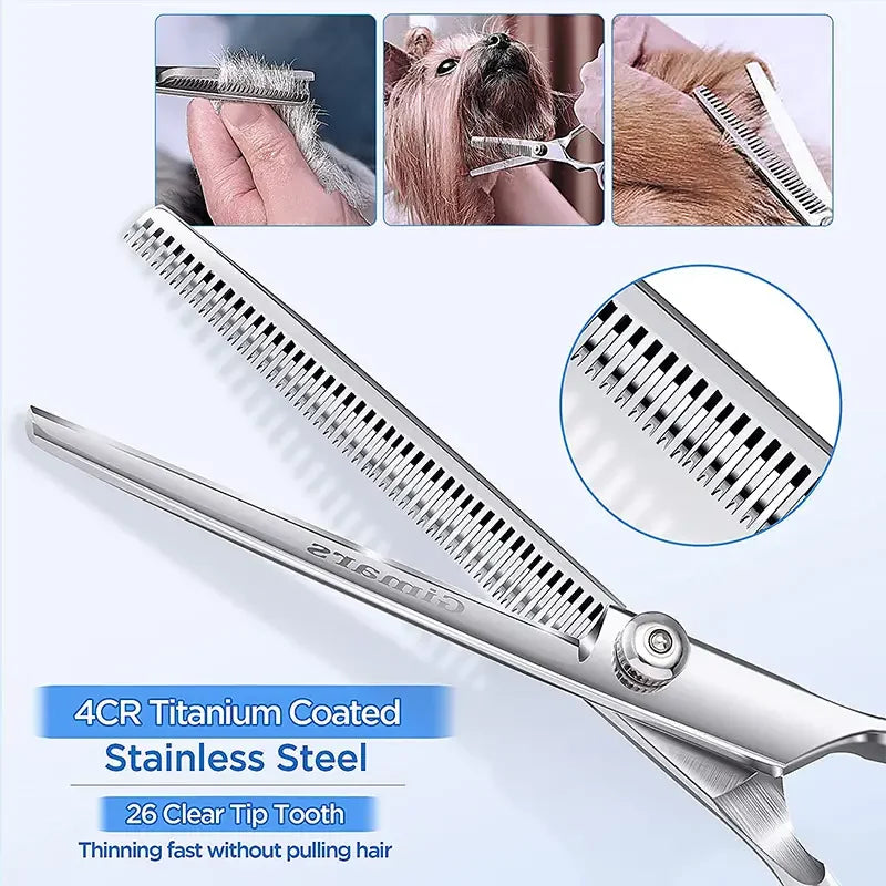Premium Pet Grooming Scissors Safety Round Tip,  Scissors Portable Stainless Steel Shears For Dogs & Cats Pets Shears Supplies