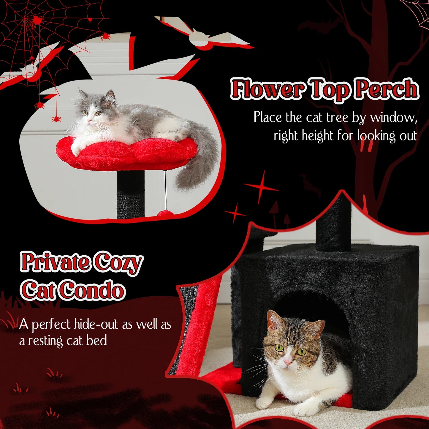 Small Cat Tree Cat Tower with Natural Sisal Scratching Post,Spacious Top Perch,Privite Cat Condo Perfect for Indoor Cats,Cat Toy