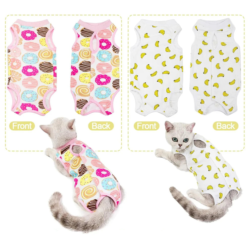 Pet Cat Weaning Cotton Clothes for Small Dog Sterilization Jumpsuit Anti-licking Surgery Recovery Care Suit Puppy Kitten Outfits