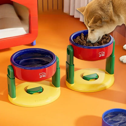 Pet Dog Bowl Lifted Lowered Neck Protection for Cats Dogs Water Bowl Oblique Suction Cup Pet Feeding Tool Dopamine Pet Products