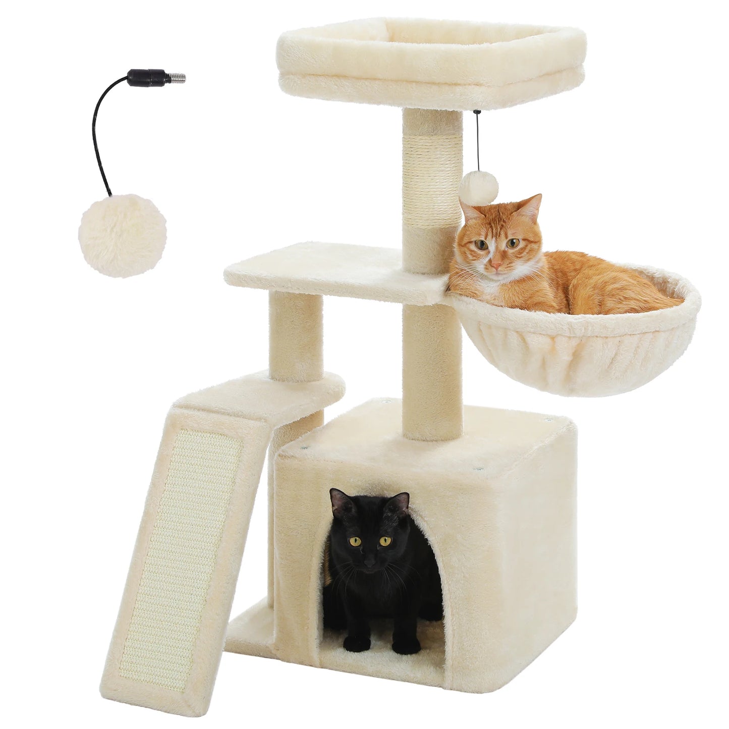 Small Cat Tree Cat Tower with Natural Sisal Scratching Post,Spacious Top Perch,Privite Cat Condo Perfect for Indoor Cats,Cat Toy