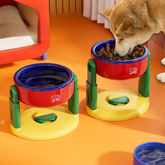 Pet Dog Bowl Lifted Lowered Neck Protection for Cats Dogs Water Bowl Oblique Suction Cup Pet Feeding Tool Dopamine Pet Products
