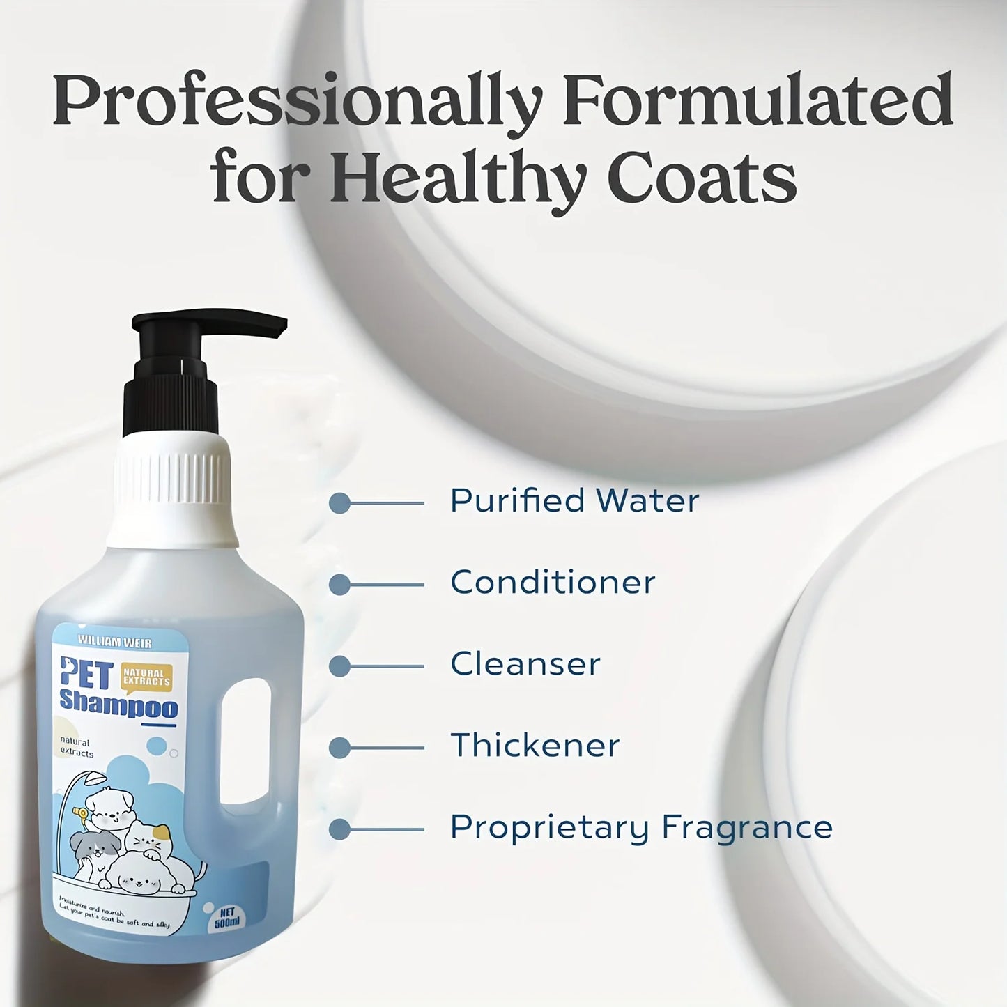 Pet Bath Gel,Pet Shampoo,Cat and Dog Bath Gel,Gentle Soothing Formula,Suitable for Cats and Dogs,Cares for Pet Hair Health,500ml