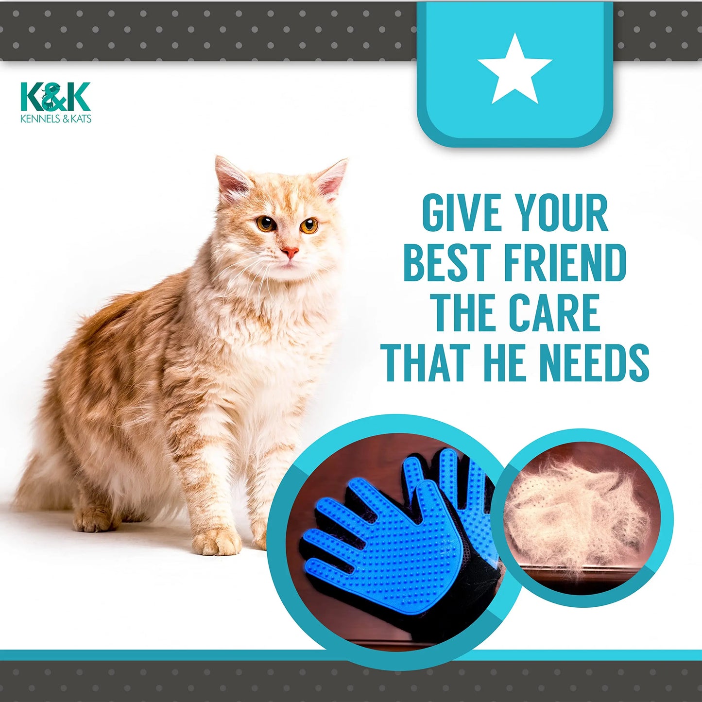 Pet Grooming Gloves | Deshedding Glove for Easy, Mess-Free Grooming | Grooming Mitt for Dogs, Cats, Rabbits & Horses with Long/S