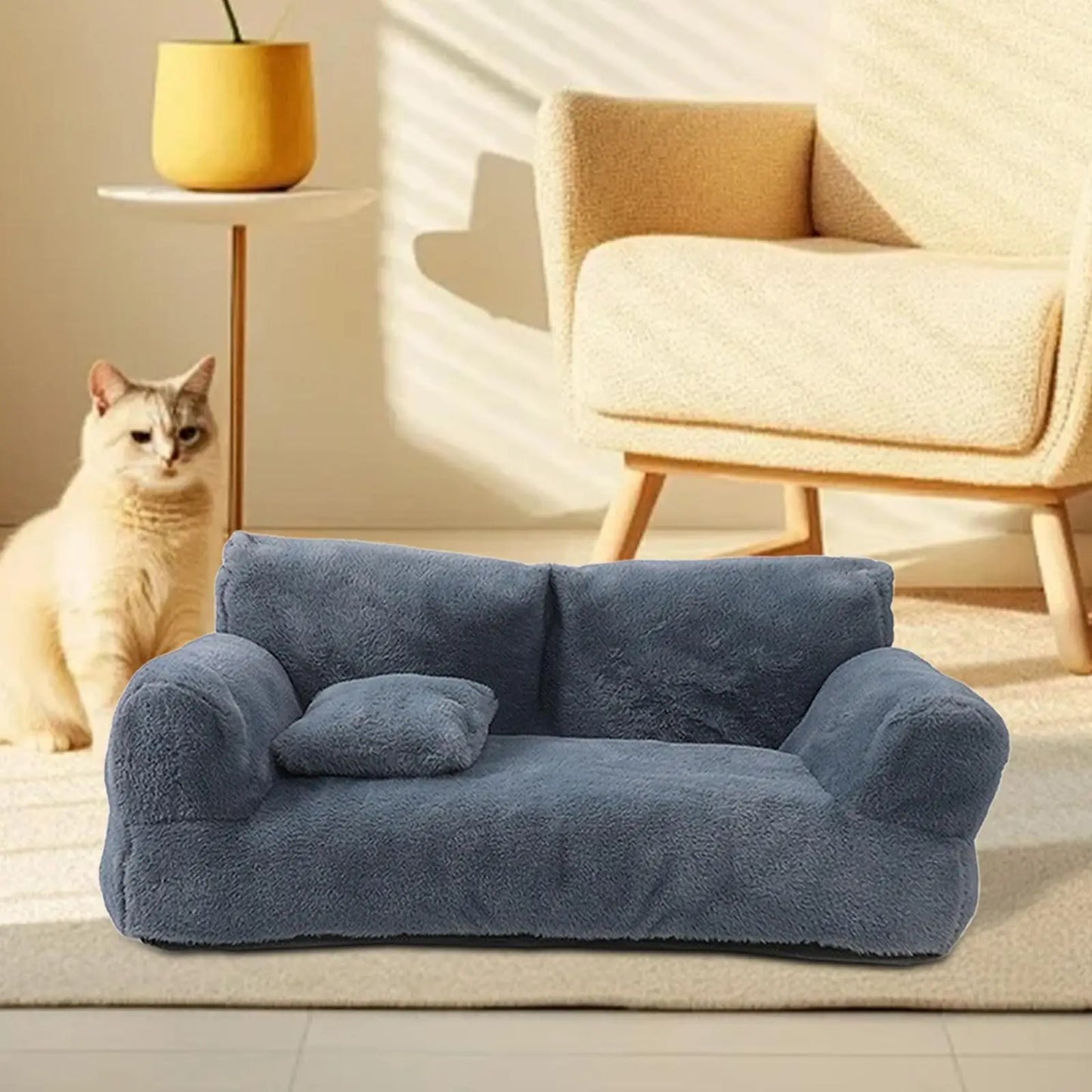 Pet Sofa Soft Plush Anti Slip Bottom Warm Pet Supplies Rectangle Versatile Wear Resistant with Removable Cover for Dog Cat Pet