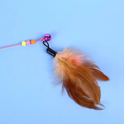 Interactive Cat Toy Funny Simulation Feather Fish with Bell Stick Toys for Kitten Playing Teaser Wand Toy игрушки для кошек