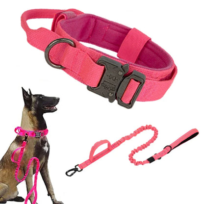 Military Tactical Dog Collar Leash Set Durable Pet Collar Retractable Leash Medium Large Dog German Shepherd Training Accessorie