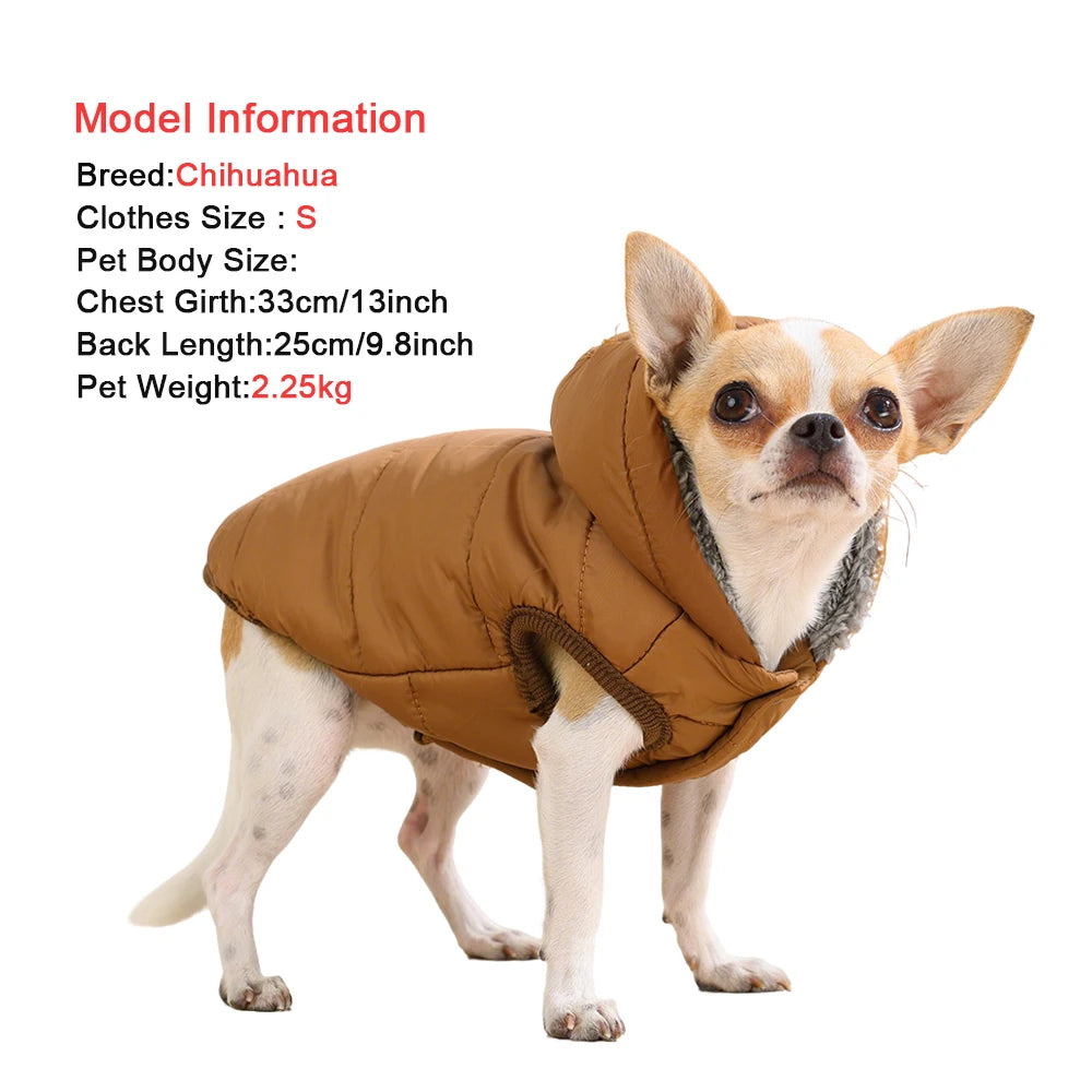 Warm Fleece Dog Coat Hoodie For Small Medium Dogs Winter Puppy Clothes Jacket With D-ring Thick Cozy Pug Dachshund Parka Costume