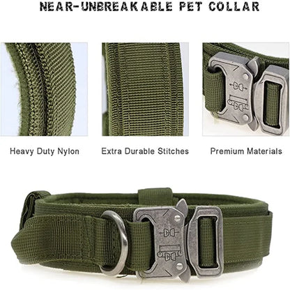 Military Tactical Dog Collar Leash Set Durable Pet Collar Retractable Leash Medium Large Dog German Shepherd Training Accessorie