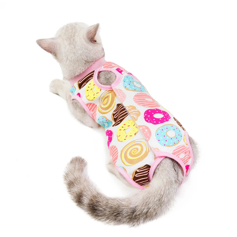 Pet Cat Weaning Cotton Clothes for Small Dog Sterilization Jumpsuit Anti-licking Surgery Recovery Care Suit Puppy Kitten Outfits