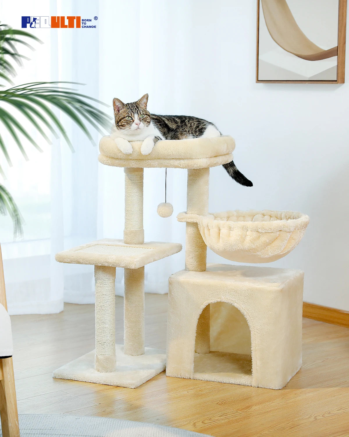 Small Cat Tree Cat Tower with Natural Sisal Scratching Post,Spacious Top Perch,Privite Cat Condo Perfect for Indoor Cats,Cat Toy