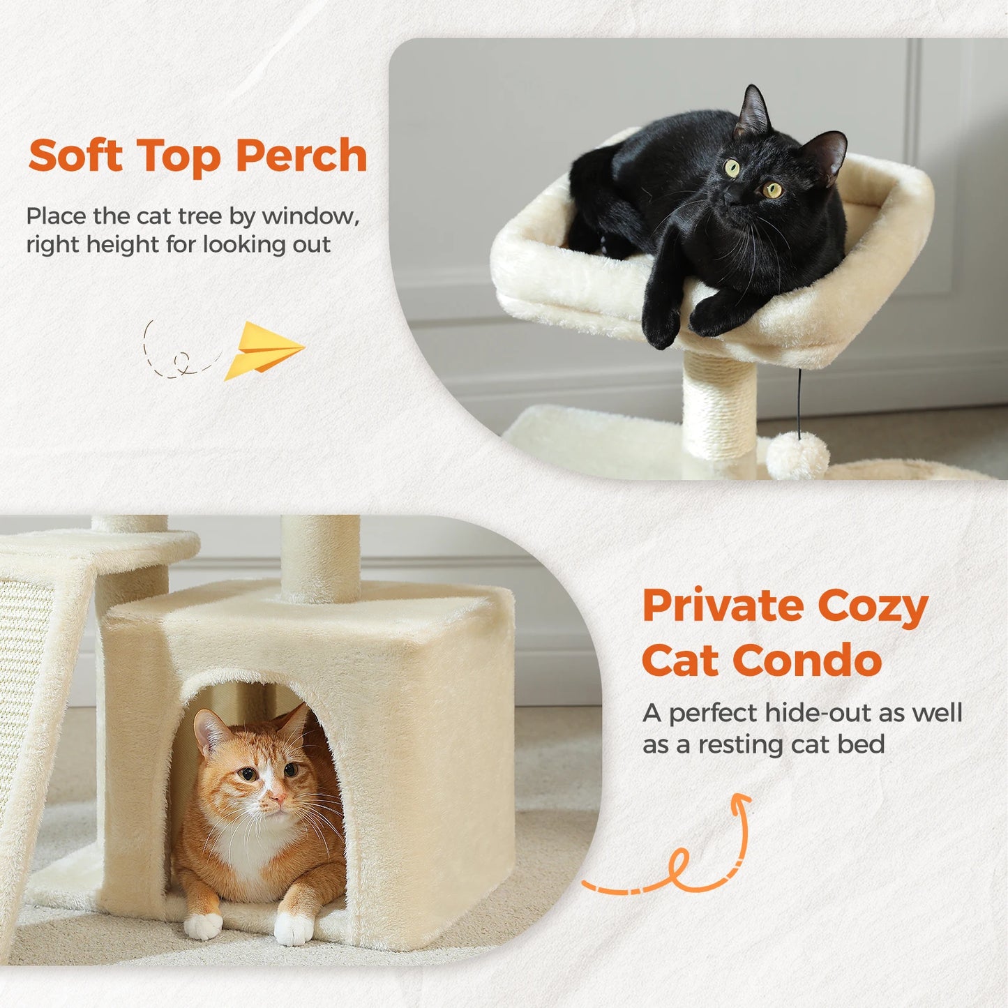 Small Cat Tree Cat Tower with Natural Sisal Scratching Post,Spacious Top Perch,Privite Cat Condo Perfect for Indoor Cats,Cat Toy