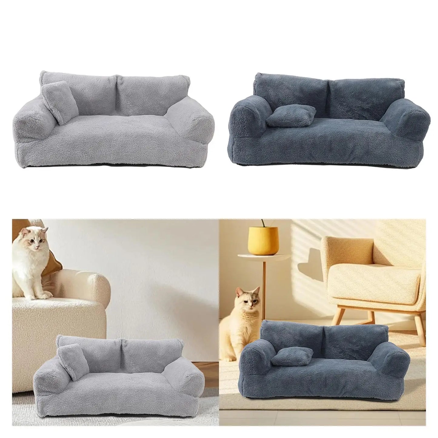 Pet Sofa Soft Plush Anti Slip Bottom Warm Pet Supplies Rectangle Versatile Wear Resistant with Removable Cover for Dog Cat Pet
