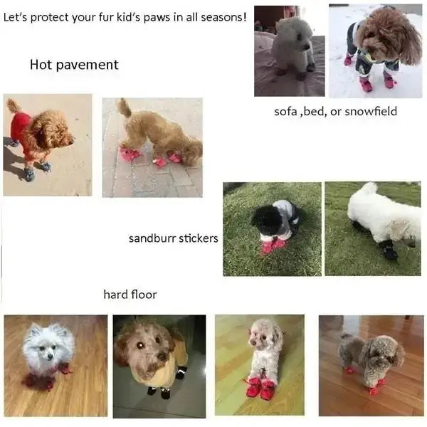 New 4pcs Waterproof Pet Dog Shoes Anti-slip Rain Snow Boot Thick Warm For Small Cats Dogs Puppy Socks Booties