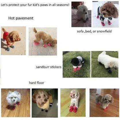 New 4pcs Waterproof Pet Dog Shoes Anti-slip Rain Snow Boot Thick Warm For Small Cats Dogs Puppy Socks Booties