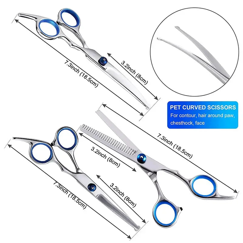 Premium Pet Grooming Scissors Safety Round Tip,  Scissors Portable Stainless Steel Shears For Dogs & Cats Pets Shears Supplies