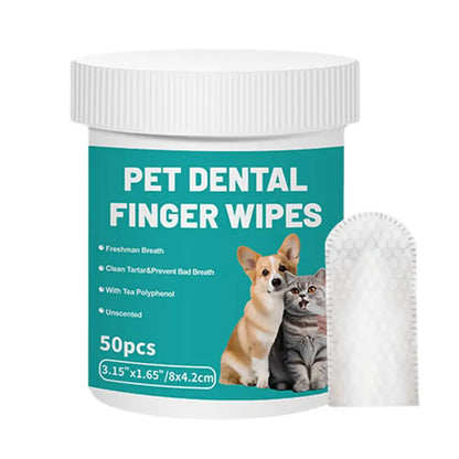 Pet Teeth Cleaning Wipes 50-Pieces Pet Dog Teeth Brushing Wipes For Cleaning Bad Breath Remover Wipes For Outdoors Traveling