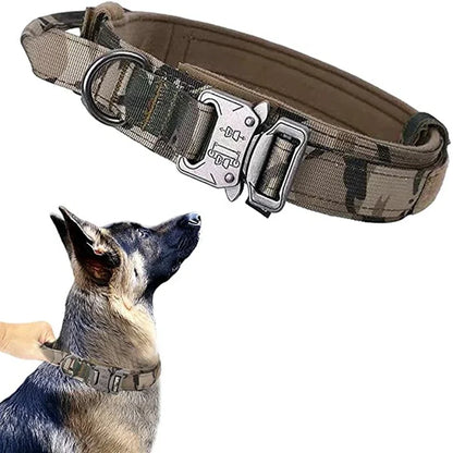 Military Tactical Dog Collar Leash Set Durable Pet Collar Retractable Leash Medium Large Dog German Shepherd Training Accessorie