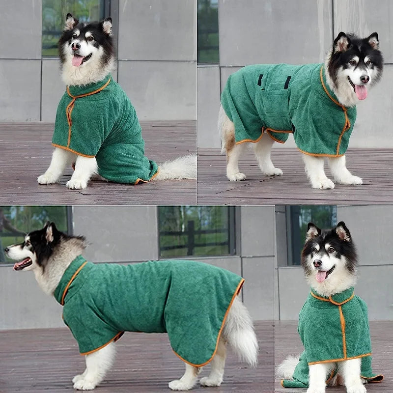 Pet Bathrobe Higly Absorbent Dog Drying Coat Quick Dry Adjustable Towel Cloth For Small Medium Large Pet Dog Cat Bath Robe