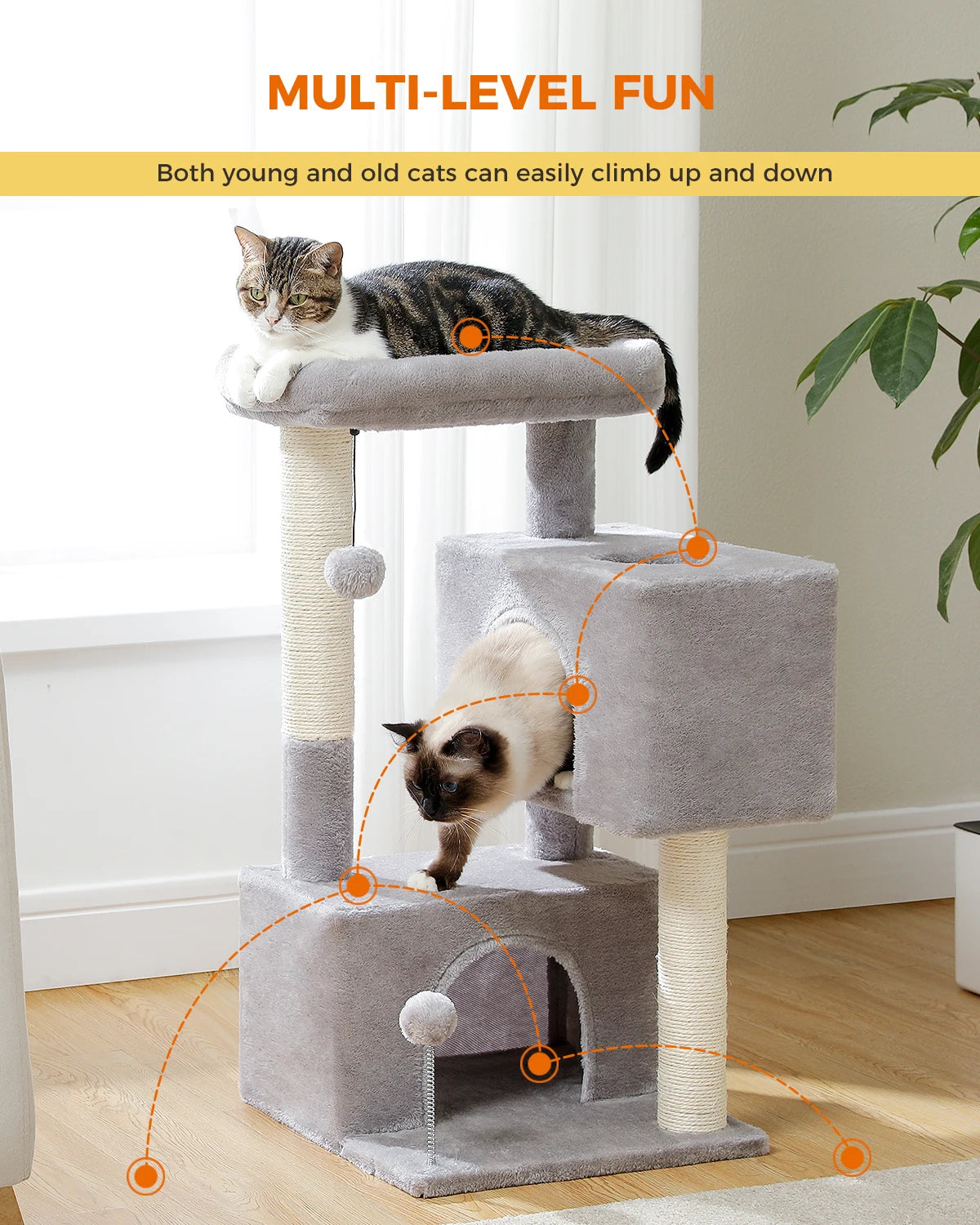 Small Cat Tree Cat Tower with Natural Sisal Scratching Post,Spacious Top Perch,Privite Cat Condo Perfect for Indoor Cats,Cat Toy