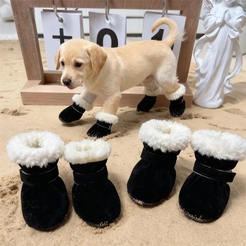 Warm Small Dog Snow Boots Waterproof Suede Paw Protectors Anti Skid Puppy Cat Booties Winter Shoes for Chihuahua Teddy
