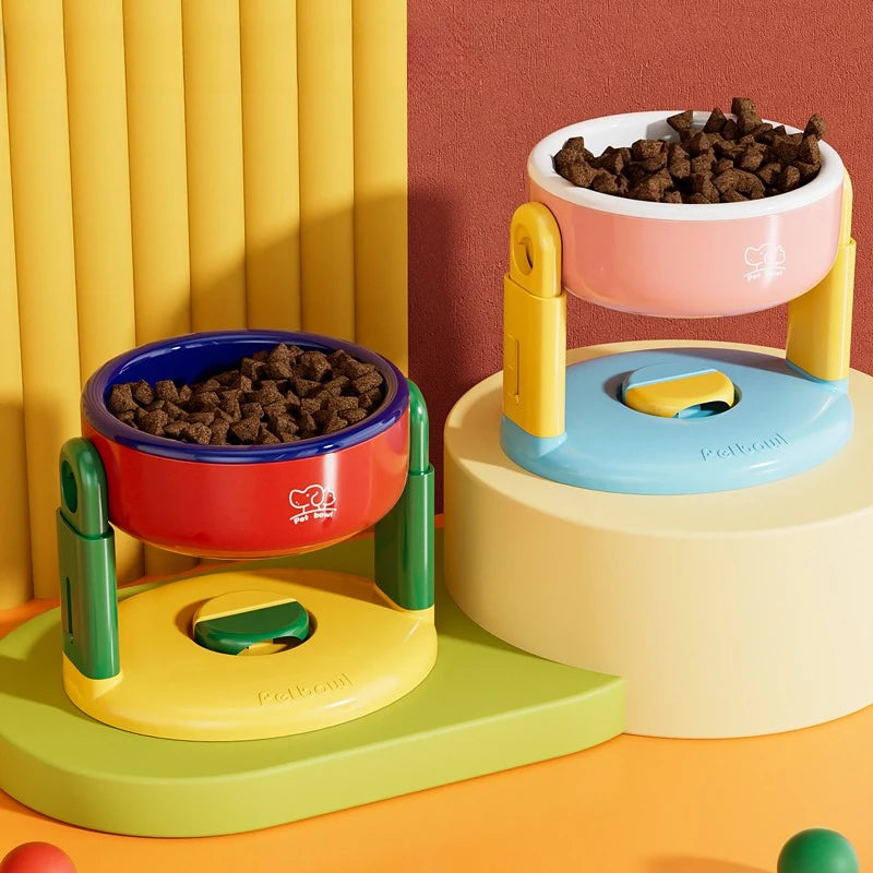 Pet Dog Bowl Lifted Lowered Neck Protection for Cats Dogs Water Bowl Oblique Suction Cup Pet Feeding Tool Dopamine Pet Products