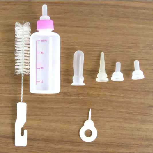 Pet Puppy 1 Set Feeder Pet Kitten Feeding Bottle Dog Nursing Bottle Pet Supplies with Cleaning Brush Kit Nipple