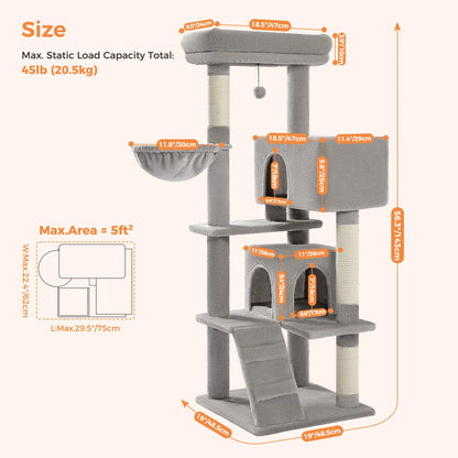 Cat Tree with Toy Cat Tower condo for Indoor Cats Cat House with Padded Plush Perch Cozy Hammock and Sisal Scratching Posts