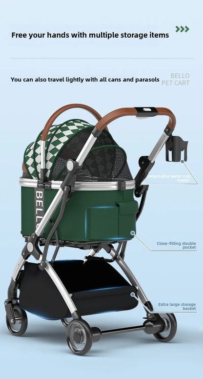 Pet Stroller Cats Dogs Carrier Wheels Supplies Portable Foldable Trolley Pet Outdoor Travel Products Accessories Dogs Stroller