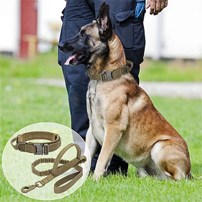 Military Tactical Dog Collar Leash Set Durable Pet Collar Retractable Leash Medium Large Dog German Shepherd Training Accessorie