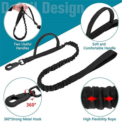 Military Tactical Dog Collar Leash Set Durable Pet Collar Retractable Leash Medium Large Dog German Shepherd Training Accessorie