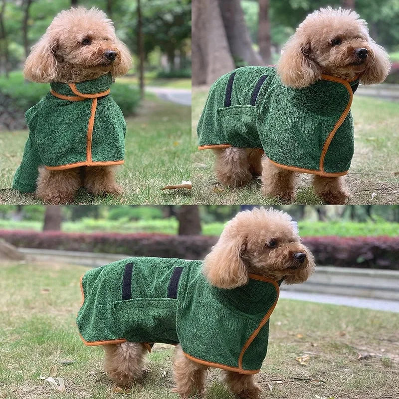 Pet Bathrobe Higly Absorbent Dog Drying Coat Quick Dry Adjustable Towel Cloth For Small Medium Large Pet Dog Cat Bath Robe