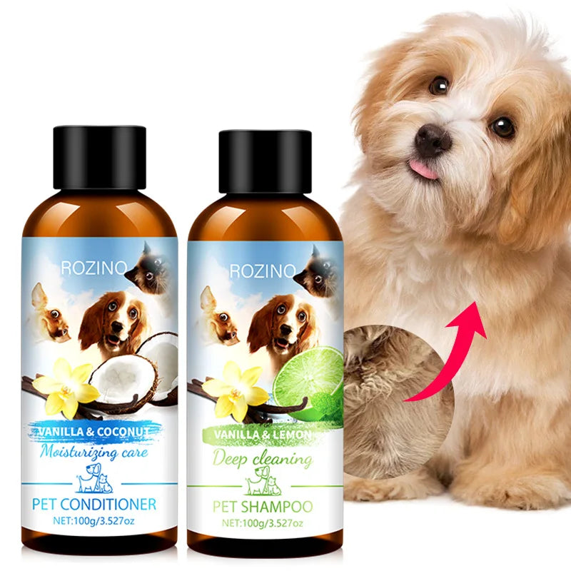 Pet Shower Gel and Conditioner Combo Pack, Perfect Clean Shampoo and Conditioner, Chemical Free, for Pets Cats and Dogs